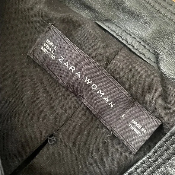 ZARA Woman Black Soft Sheep Skin Leather Moto Jacket - Picture 5 of 7